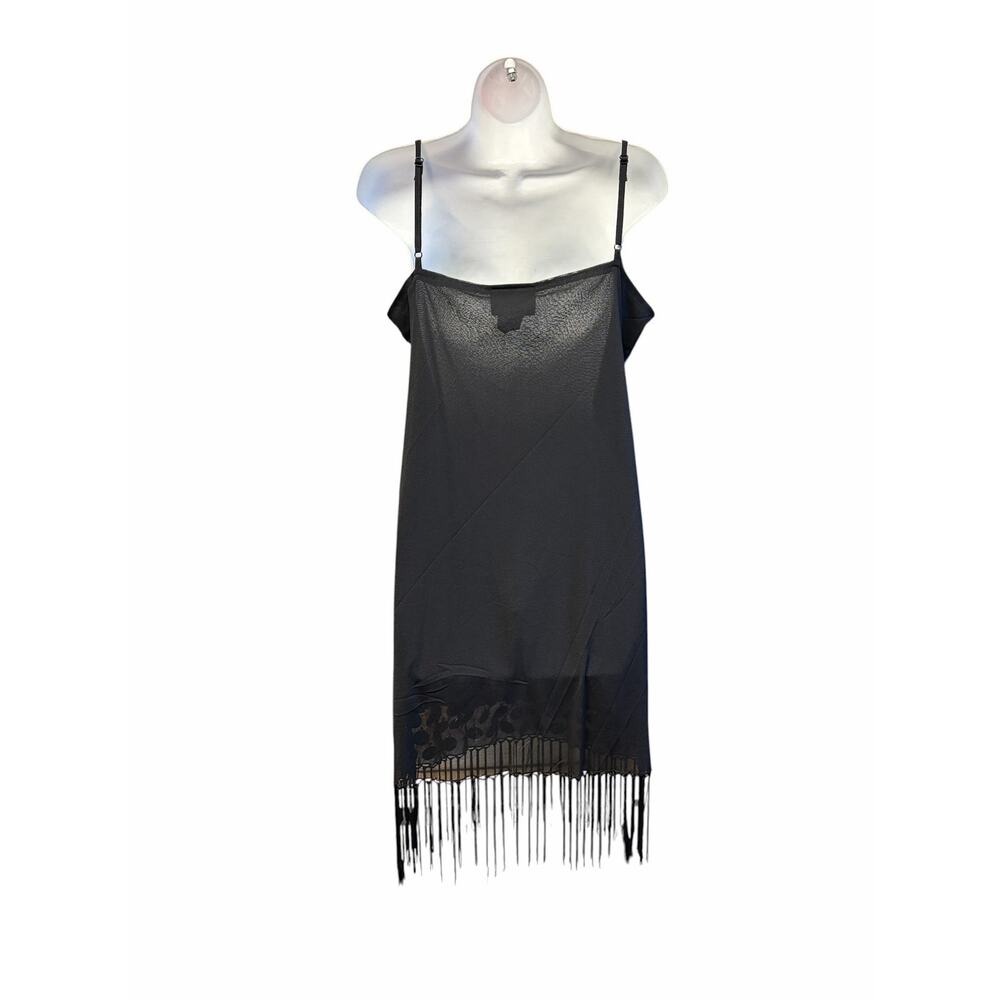 Jerry Beck Starlet Sequin Flapper Dress Black Fringe Slip Size L 🌼 - Picture 5 of 7